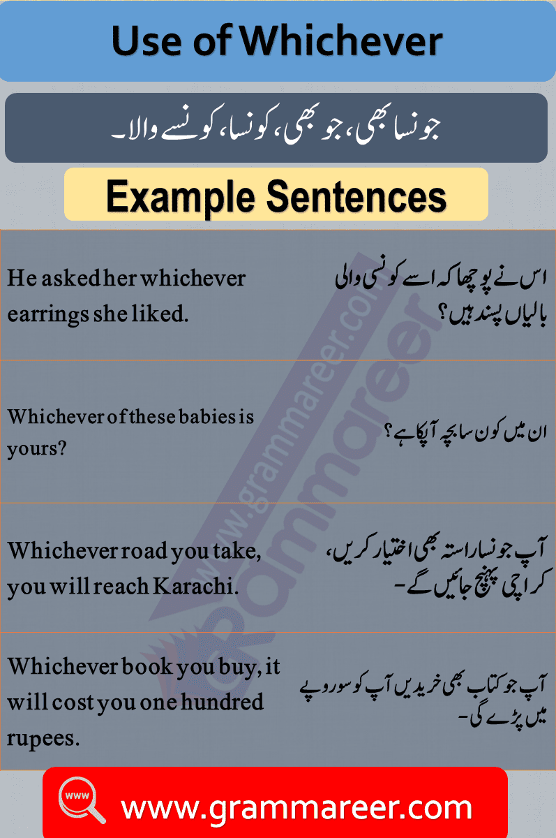 Use of whichever, Question words in Urdu, Wh Question words, English Grammar lesson in Urdu, Basic Grammar in Urdu