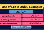 Use of Let in Urdu Translation examples sentences of daily use for practice. Use of Let with Examples in Urdu, Let in Urdu, Use of Let, English Grammar Lessons in Urdu, English Grammar PDF, English Grammar in Urdu