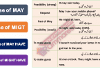 Use of MAY, MIGHT, MAY HAVE and MIGHT HAVE in Urdu Example Sentences PDF Learn Use of MAY MIGHT MAY HAVE and MIGHT HAVE with URDU translation and English to Urdu example Sentences of daily used