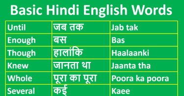Basic Hindi English Words Meaning PDF