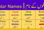 Color Names | List of Colours in English with Urdu Meanings