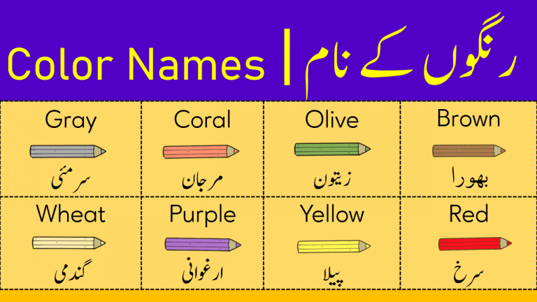 Color Names List Of Colours In English With Urdu Meanings Grammareer