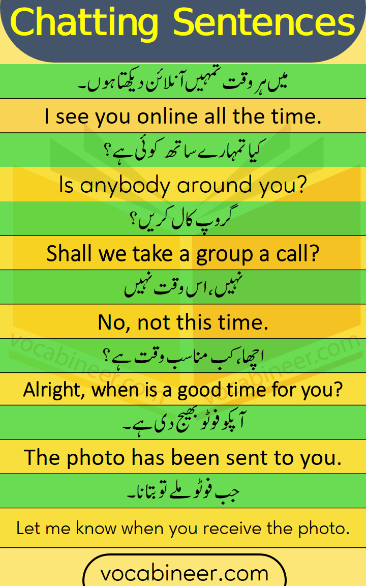 chatting Sentences in Urdu and Hindi for Daily Use