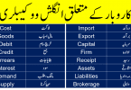 English Vocabulary Words For Business and Banking in Urdu