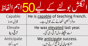 English Words Meaning in Urdu with Sentences