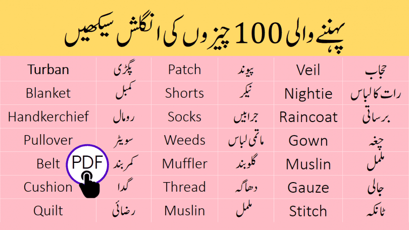 Names of Clothes in English and Urdu - Clothes Vocabulary