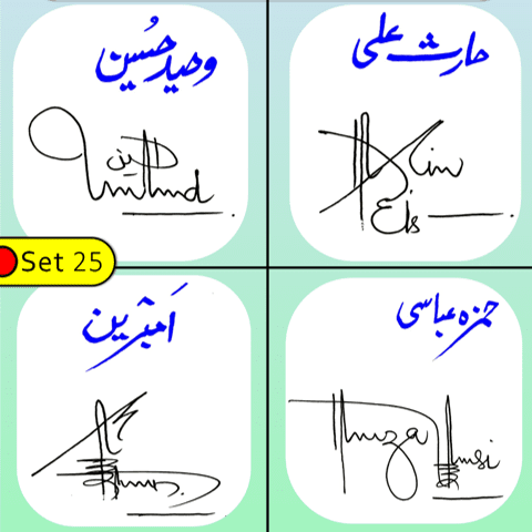 Waheed Hussain, Haris Ali, Ambreen, Hamza Abbasi stylish signatures