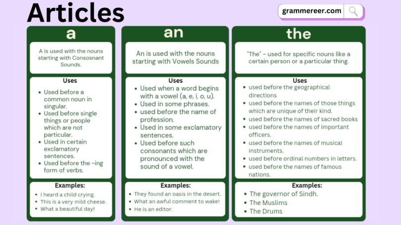 Types Of Articles With Examples In English Grammareer