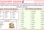 Concrete nouns in English with Examples