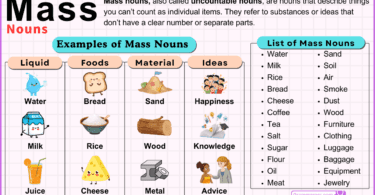 Mass Nouns in English with Examples