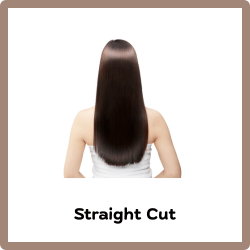 Straight cut women’s hairstyle with even length